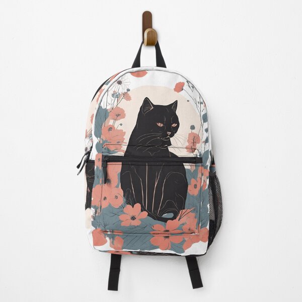 Item preview, Black CAt with Plants and flowers designed and sold by Catophile.