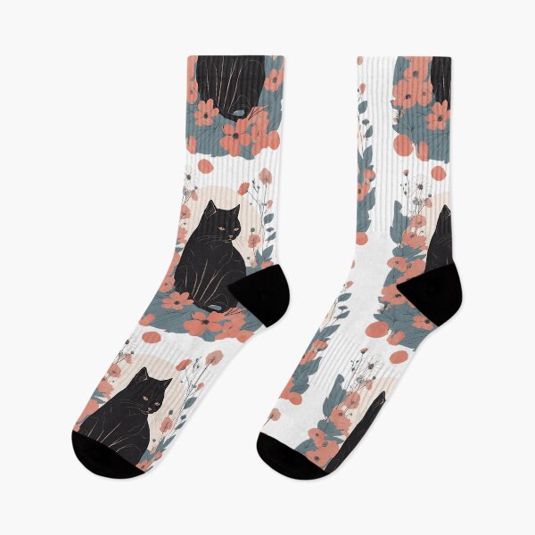 Item preview, Black CAt with Plants and flowers designed and sold by Catophile.