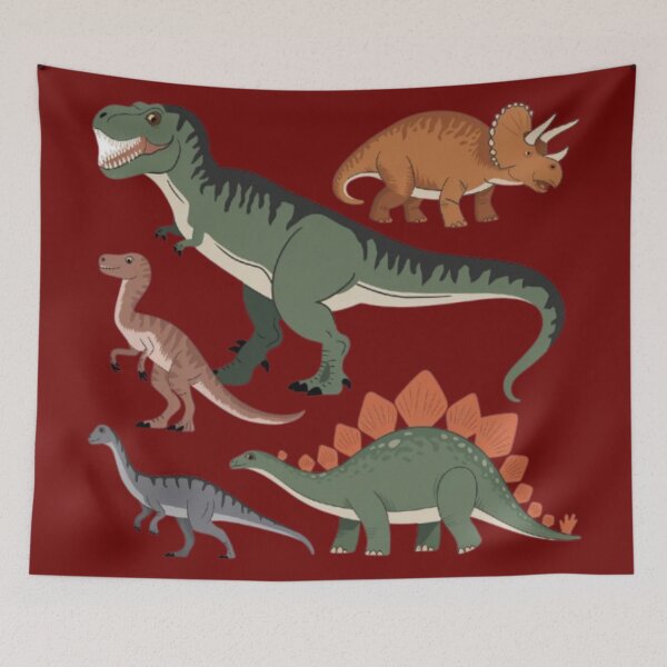 Item preview, A collection of different dinosaurs. There is a T-Rex, a Triceratops, a Velociraptor, and a Stegosaurus designed and sold by 123ks.