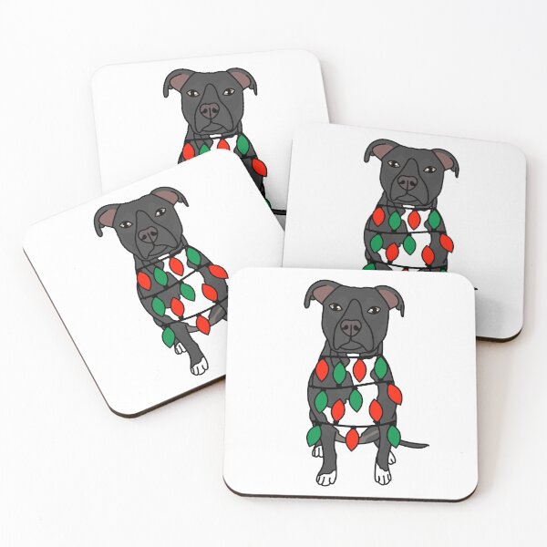 Item preview, Pitbull Black Dog with Christmas Lights Wrapped Around Its Body – Festive and Adorable Design  Description: Get into the holiday spirit with our adorable Dog with Christmas Lights design! designed and sold by MrsCreative1.