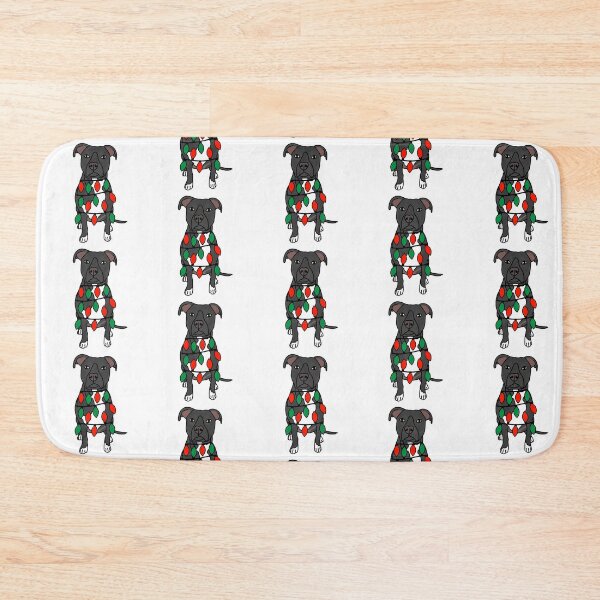 Item preview, Pitbull Black Dog with Christmas Lights Wrapped Around Its Body – Festive and Adorable Design  Description: Get into the holiday spirit with our adorable Dog with Christmas Lights design! designed and sold by MrsCreative1.