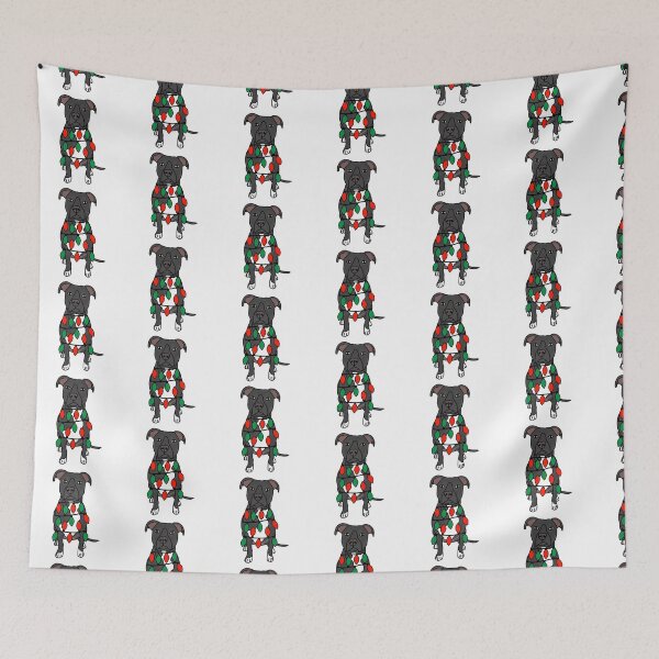Item preview, Pitbull Black Dog with Christmas Lights Wrapped Around Its Body – Festive and Adorable Design  Description: Get into the holiday spirit with our adorable Dog with Christmas Lights design! designed and sold by MrsCreative1.