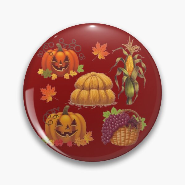 Item preview, Autumn Vibes - There is a pumpkin with a smiling face, a haystack, a cornstalk, and a bunch of grapes designed and sold by 123ks.