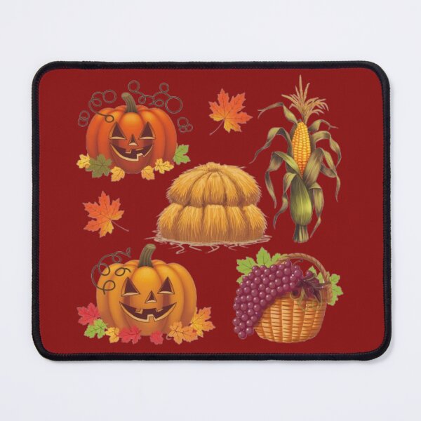 Item preview, Autumn Vibes - There is a pumpkin with a smiling face, a haystack, a cornstalk, and a bunch of grapes designed and sold by 123ks.