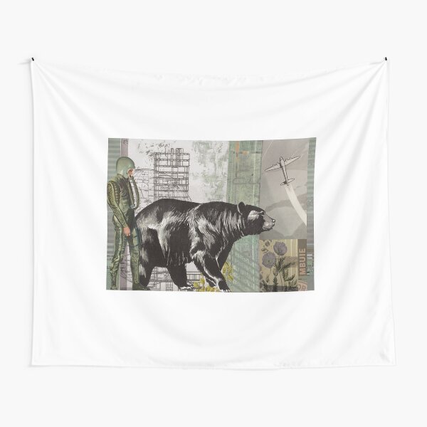 the astronaught walks along side the bear (horizontal) Tapestry