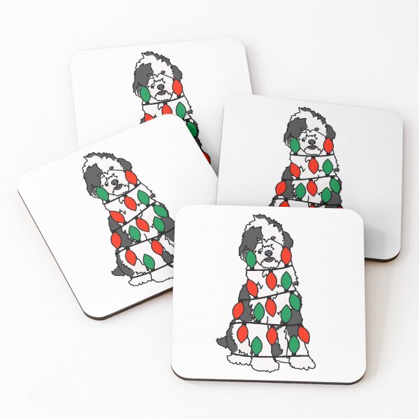 Item preview, Sheepadoodle Dog with Christmas Lights Wrapped Around Its Body – Festive and Adorable Design  Description: Get into the holiday spirit with our adorable Dog with Christmas Lights design! designed and sold by MrsCreative1.