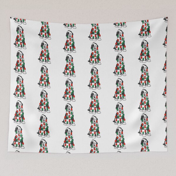 Item preview, Sheepadoodle Dog with Christmas Lights Wrapped Around Its Body – Festive and Adorable Design  Description: Get into the holiday spirit with our adorable Dog with Christmas Lights design! designed and sold by MrsCreative1.