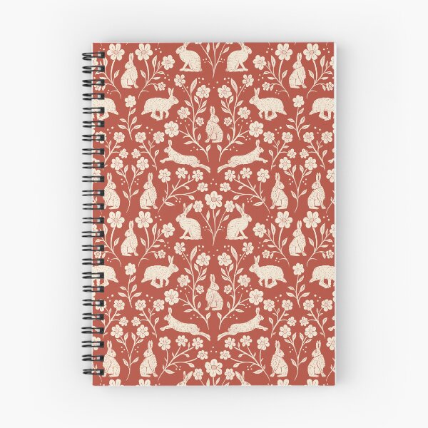 Item preview, Block Printed Brown English Hares and Wildflowers cream and rust designed and sold by NattyDesigns.