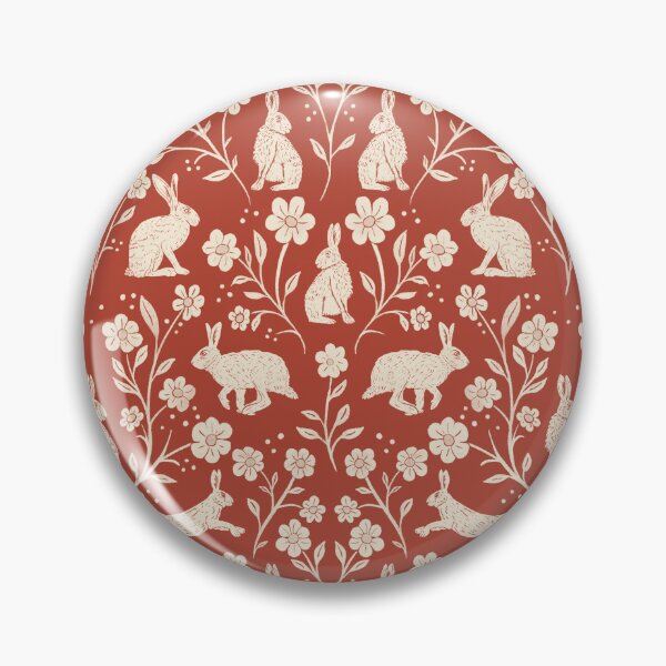 Item preview, Block Printed Brown English Hares and Wildflowers cream and rust designed and sold by NattyDesigns.