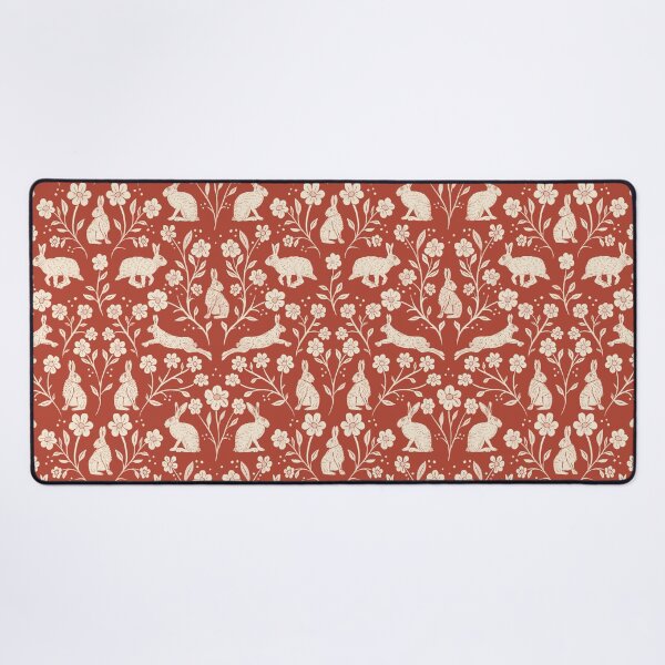 Item preview, Block Printed Brown English Hares and Wildflowers cream and rust designed and sold by NattyDesigns.