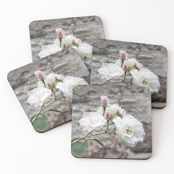 Item preview, White Rose Bunch Against Solid Stone Wall designed and sold by Georgia Mizuleva.