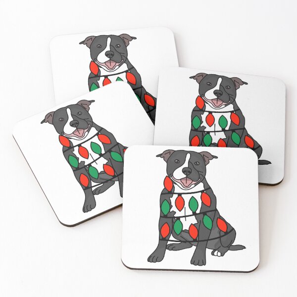 Item preview, Staffordshire Black Dog with Christmas Lights Wrapped Around Its Body – Festive and Adorable Design  Description: Get into the holiday spirit with our adorable Dog with Christmas Lights design! designed and sold by MrsCreative1.