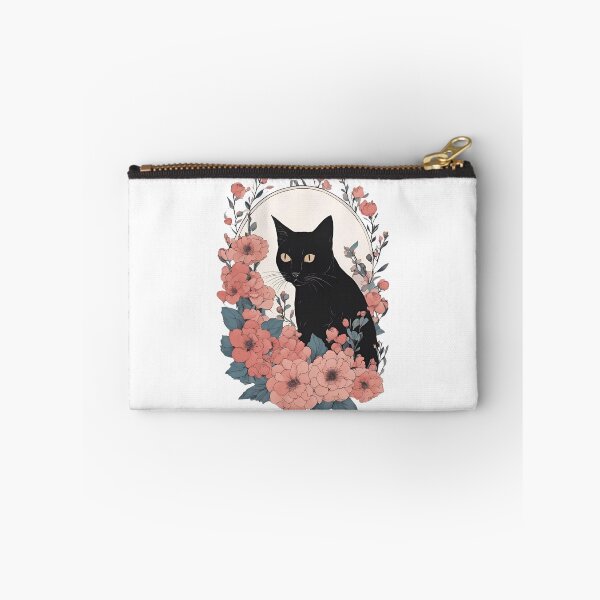 Artikelvorschau, Schwarzes Katzencover mit floralem Herbstmuster in leuchtenden Farben. entworfen und verkauft von Catophile.