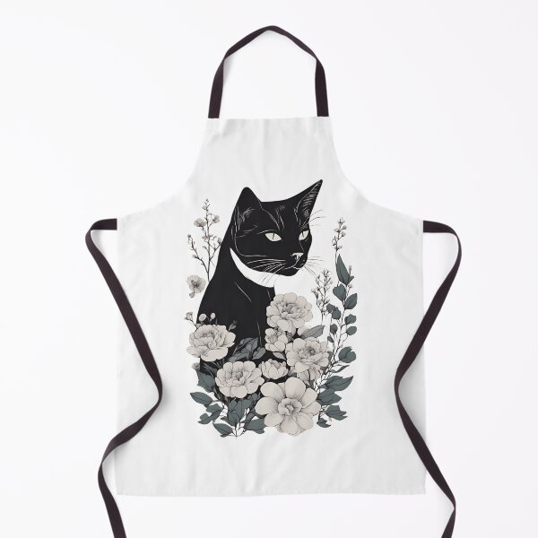 Item preview, Cozy black cat with colorful flowers in a fall-themed design. designed and sold by Catophile.