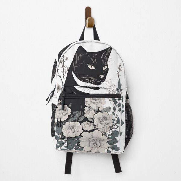 Item preview, Cozy black cat with colorful flowers in a fall-themed design. designed and sold by Catophile.