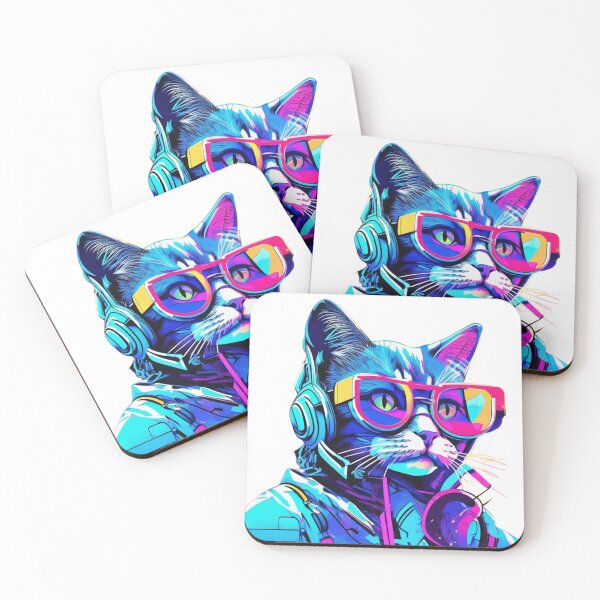 Item preview, Cyberpunk Cat - Neon DJ Vibes designed and sold by NaMieSz.