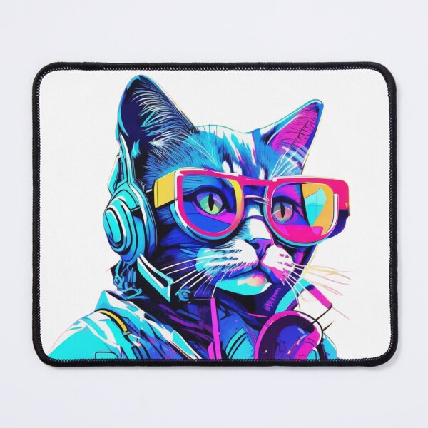 Item preview, Cyberpunk Cat - Neon DJ Vibes designed and sold by NaMieSz.