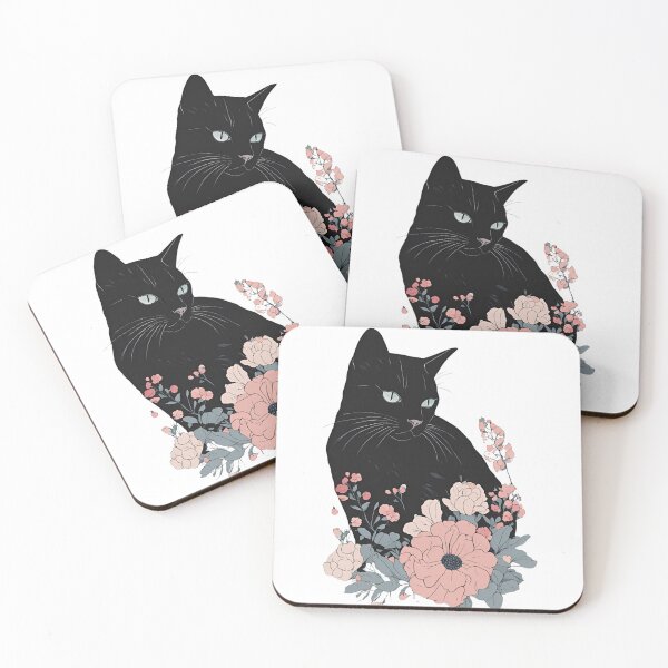 Item preview, Black cat and vibrant flowers with a warm autumn aesthetic. designed and sold by Catophile.