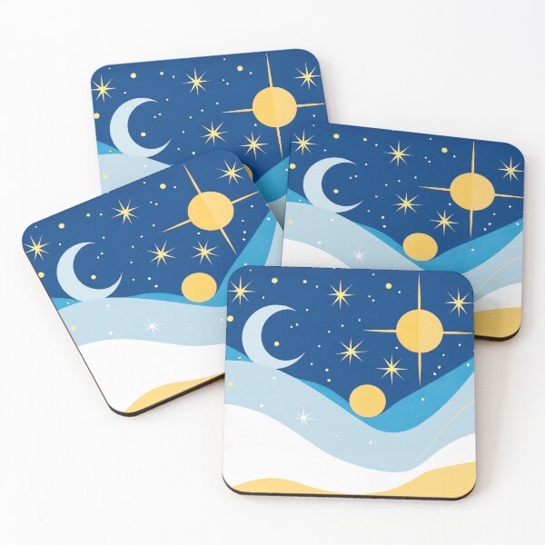 Item preview, Abstract horoscope blue sky Design with stars, moons and suns in deferent shapes and colors . designed and sold by HEMRO.
