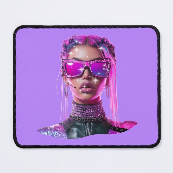 Item preview, Realistic cyber girl in pink with glasses designed and sold by pinkuardesign.
