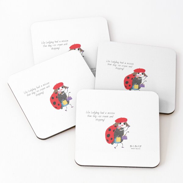 Item preview, Cartoon Ladybug with Ice Cream and Shopping Bags  designed and sold by pen-art-ink.