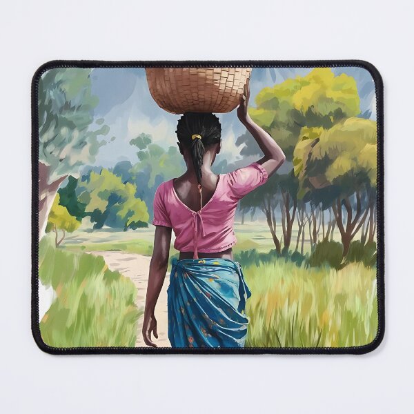 Item preview, Basket-Carrying African Woman - Watercolor Ethnic Art Design designed and sold by tarzbol.