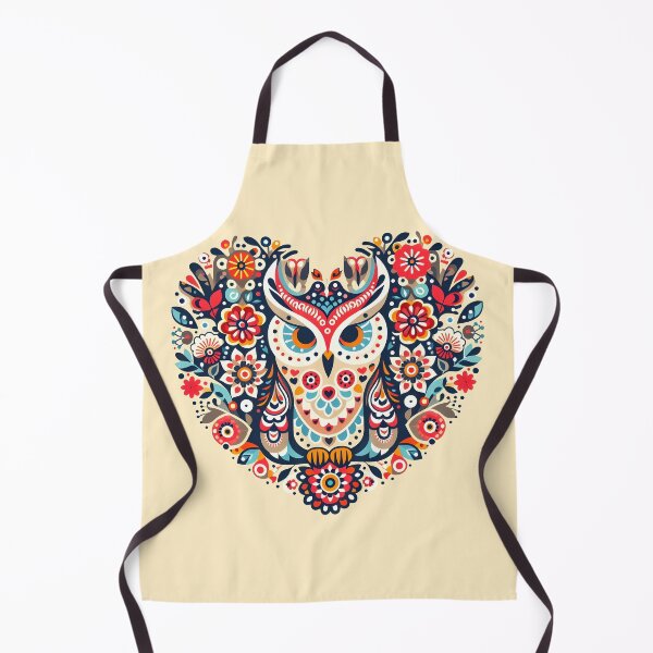Item preview, Scandinavian Folk Art love heart Owl by heidiannemorris designed and sold by FOLK ART FUSION by heidiannemorris.