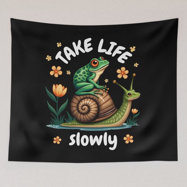 Item preview, Frog Snail Cottagecore Nature Mindfulness "Take Life Slowly" designed and sold by Infinitee8hirts.
