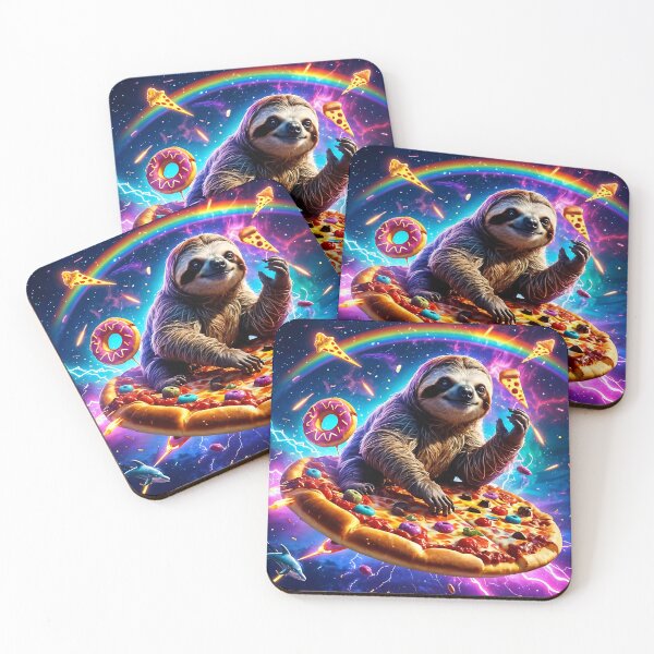 Item preview, Neon Fire-Breathing Sloth in Cosmic Pizza Galaxy designed and sold by koreatvtea.