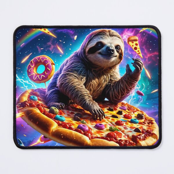 Item preview, Neon Fire-Breathing Sloth in Cosmic Pizza Galaxy designed and sold by koreatvtea.