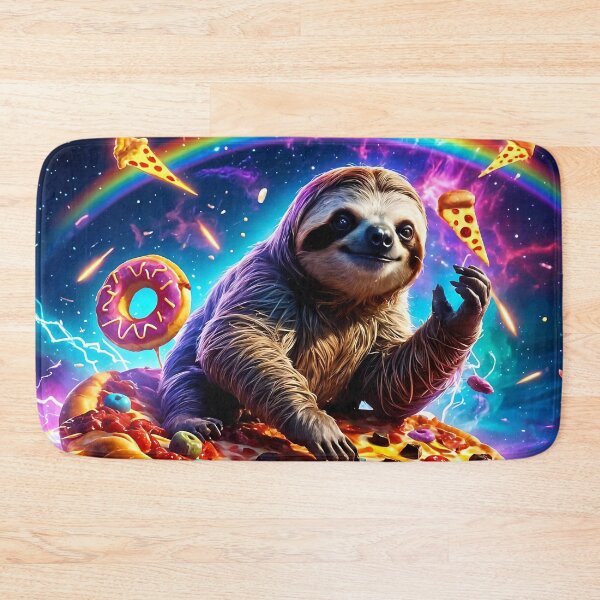 Item preview, Neon Fire-Breathing Sloth in Cosmic Pizza Galaxy designed and sold by koreatvtea.