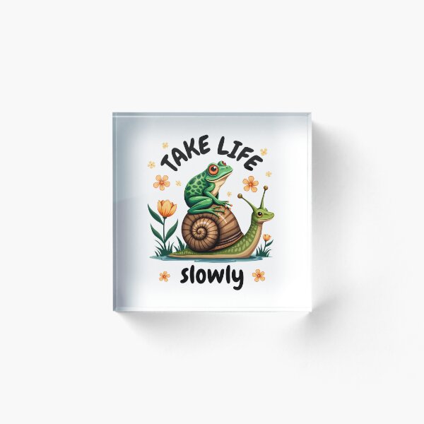 Item preview, Snail Frog Cottagecore Nature Mindfulness "Take Life Slowly" designed and sold by Infinitee8hirts.