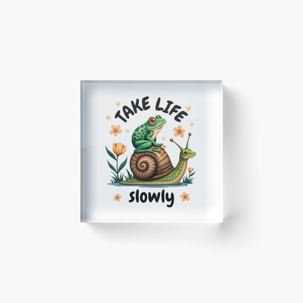 Item preview, Snail Frog Cottagecore Nature Mindfulness "Take Life Slowly" designed and sold by Infinitee8hirts.