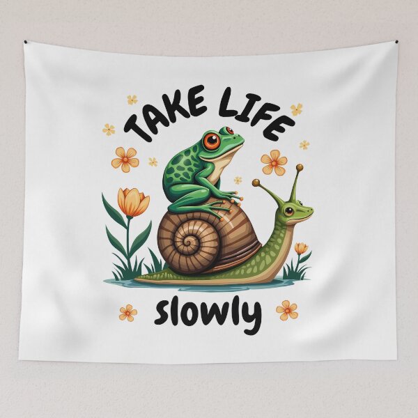 Item preview, Snail Frog Cottagecore Nature Mindfulness "Take Life Slowly" designed and sold by Infinitee8hirts.