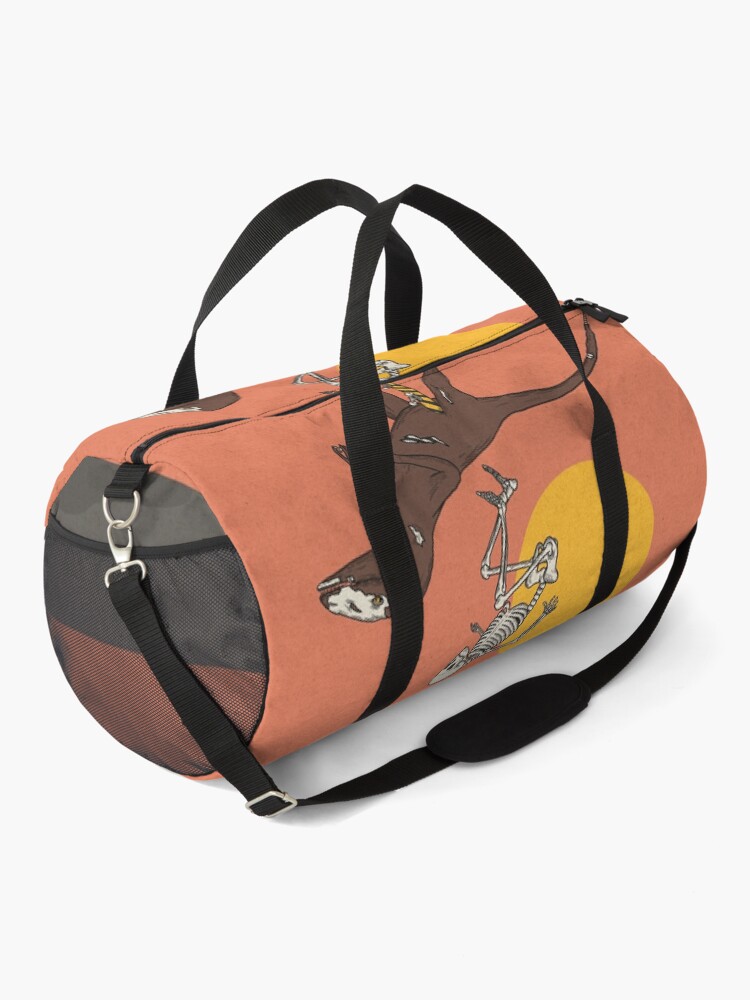 Thumbnail 2 of 3, Duffle Bag, Velociraptor and a skateboarding skeleton designed and sold by LeDarkstone.
