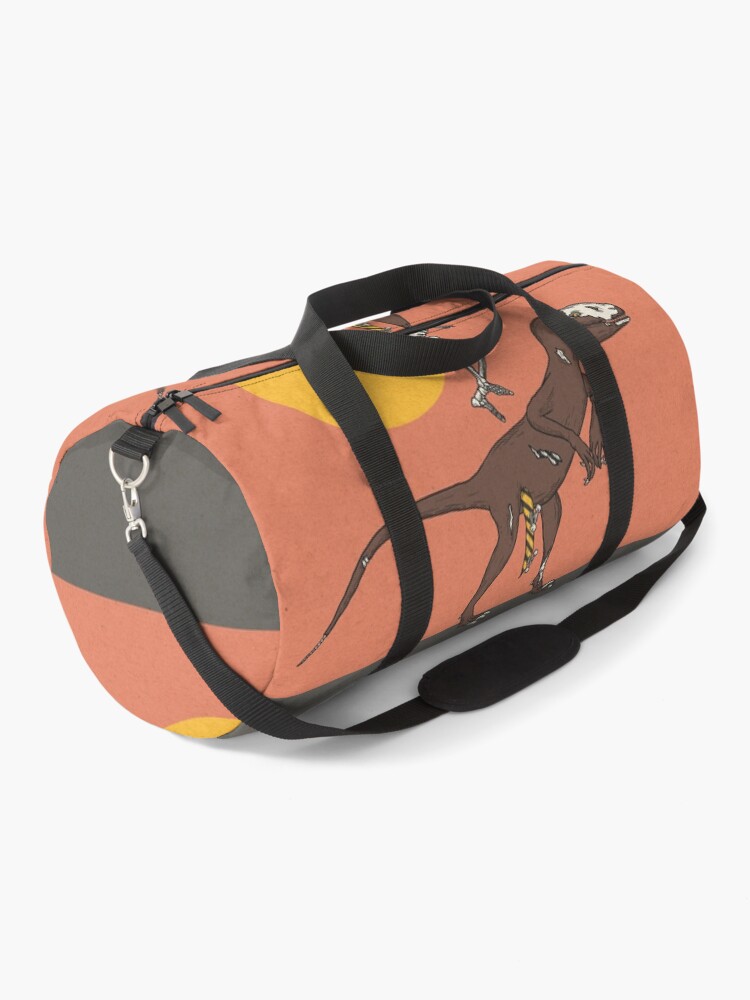 Thumbnail 1 of 3, Duffle Bag, Velociraptor and a skateboarding skeleton designed and sold by LeDarkstone.