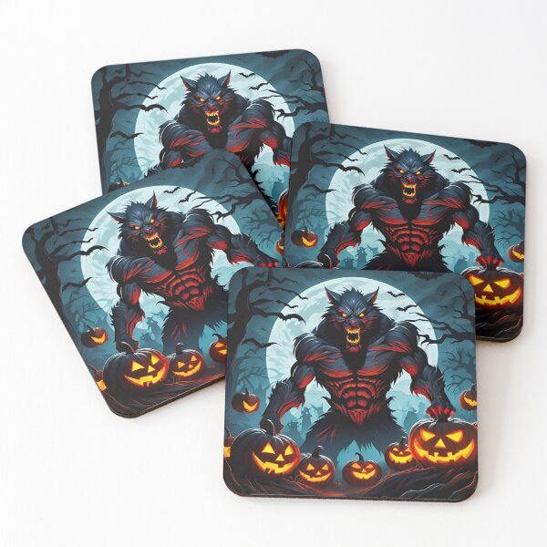 Item preview, Horror Werewolf in the Forest with Halloween Pumpkins designed and sold by GrizzlyCollective.