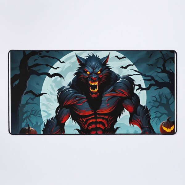 Item preview, Horror Werewolf in the Forest with Halloween Pumpkins designed and sold by GrizzlyCollective.