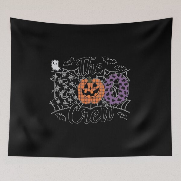 Item preview, Halloween boo crew with ghosts, spiders and bats for dark background designed and sold by Visual Arts Dominika Cybuch.