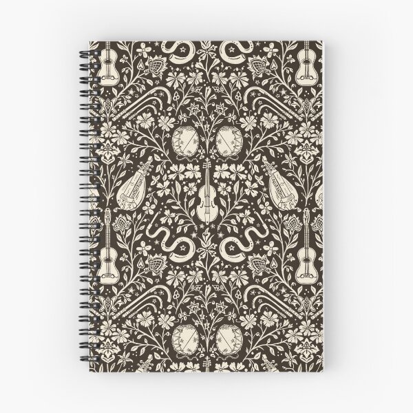 Item preview,  Early Music Instruments and Medieval Florals chocolate brown and cream designed and sold by NattyDesigns.