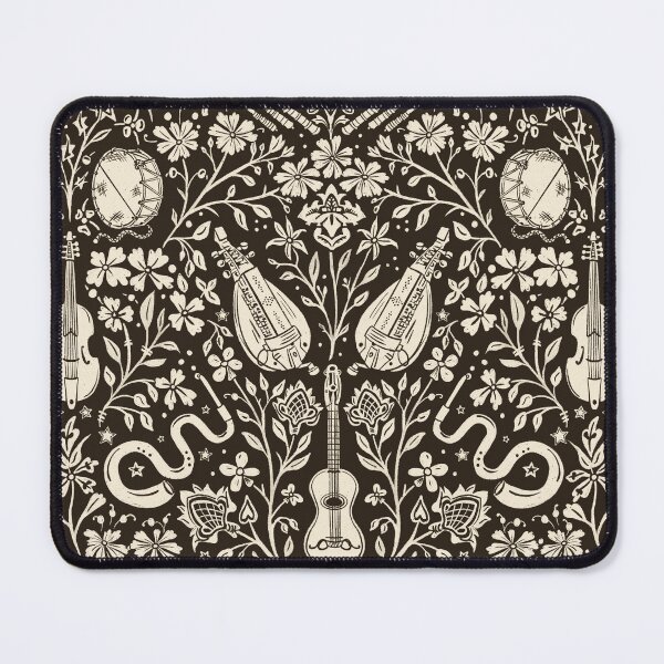 Item preview, Early Music Instruments and Medieval Florals chocolate brown and cream designed and sold by NattyDesigns.