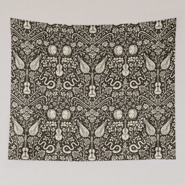 Item preview,  Early Music Instruments and Medieval Florals chocolate brown and cream designed and sold by NattyDesigns.