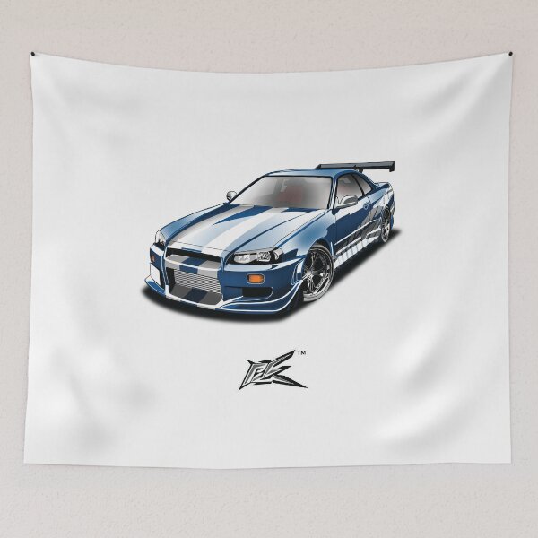 Item preview, nissan skyline gtr r34 movie car white blue  designed and sold by NaquashM.