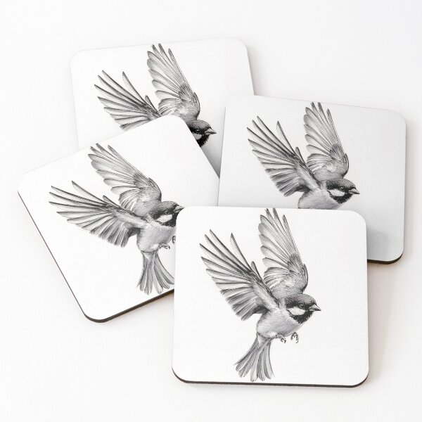 Item preview, Black and white House Sparrow pencil drawing designed and sold by Pencil-Art.