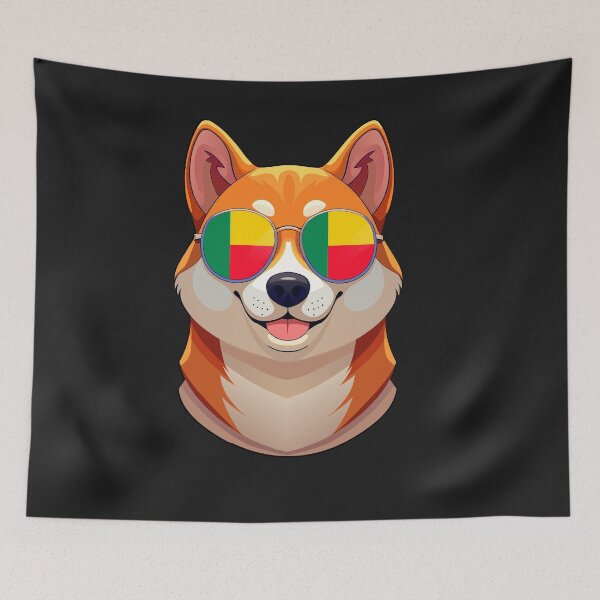 Item preview, Vintage Patriotic Shiba Inu Beninese Flag designed and sold by DreamBrushy.