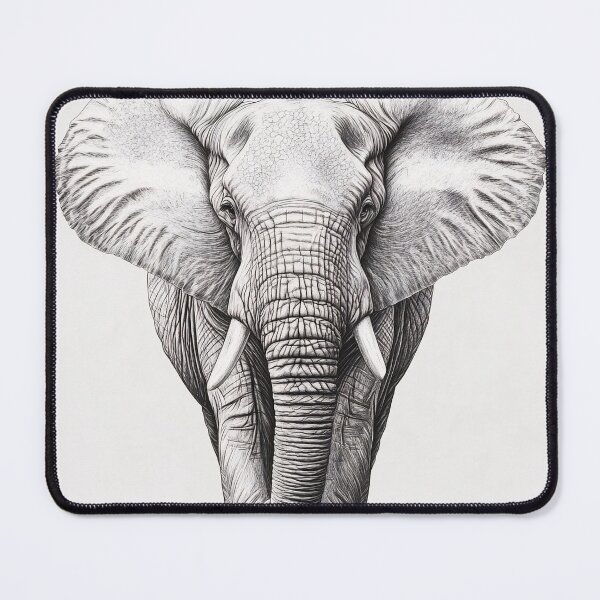 Item preview, Black and White Elephant pencil drawing designed and sold by Pencil-Art.