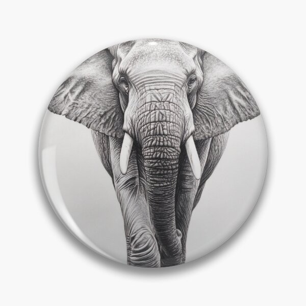 Item preview, Black and White Elephant pencil drawing designed and sold by Pencil-Art.