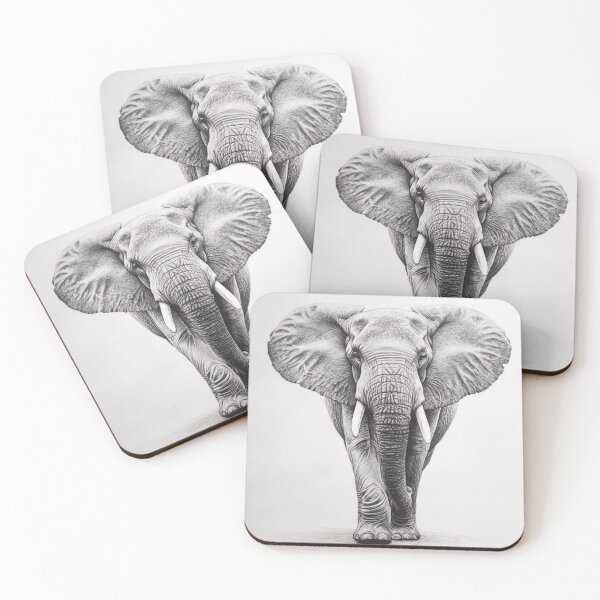 Item preview, Black and White Elephant pencil drawing designed and sold by Pencil-Art.