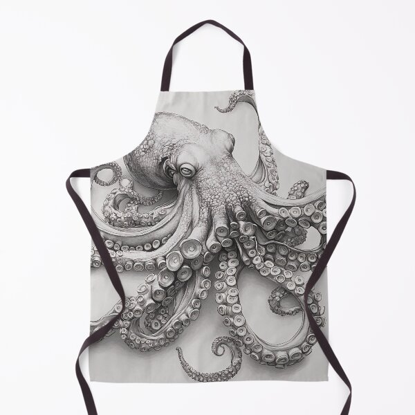 Item preview, Black and white Octopus pencil drawing designed and sold by Pencil-Art.