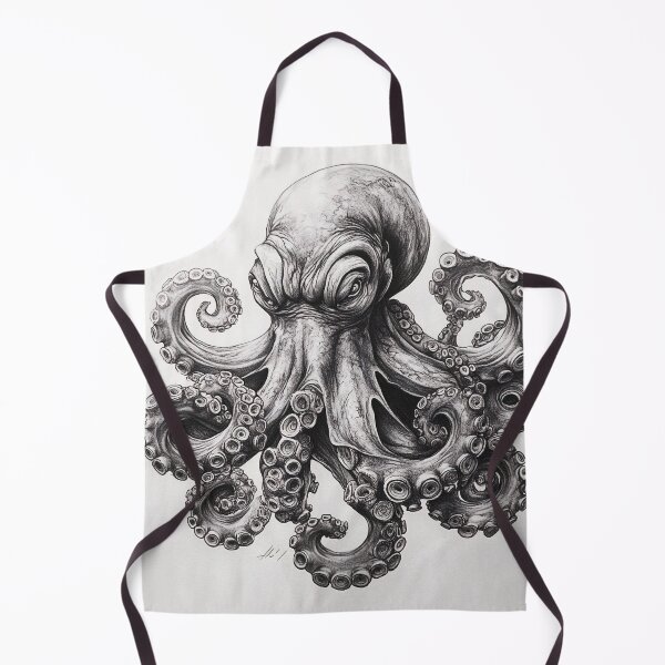 Item preview, Black and white Octopus pencil drawing designed and sold by Pencil-Art.